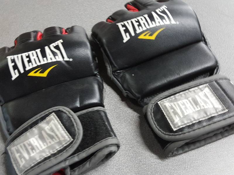 lot 2119 image: Were going to have you in shape and even tougher with this pair of (Damn fingers are missing) Everlast boxing gloves.