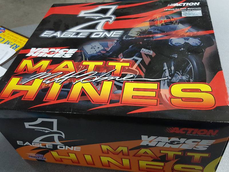 lot 2135 image: Heres the cool one.  Matt Hines 2000 Pro Stock Bike #1 of 3,000 with the Mac Tools sponsorship