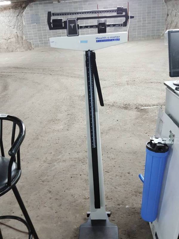 lot 2171 image: Commercial Health O Meter weight scale and height professional unit