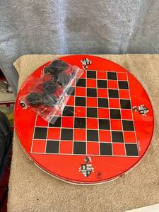 lot 5575 image: metal checkers set