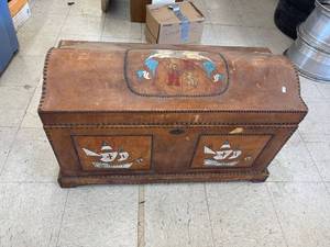 lot 5596 image: leather wrapped blanket chest