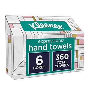 lot 35712 image: Kleenex Expressions Disposable Paper Hand Towels, 6 Boxes, 60 Hand Towels per Box (360 Total Tissues)