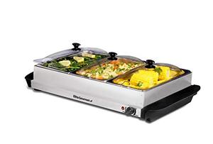 lot 35727 image: Elite Gourmet Triple Buffet Server Food Warmer Temperature Control (7.5qt)