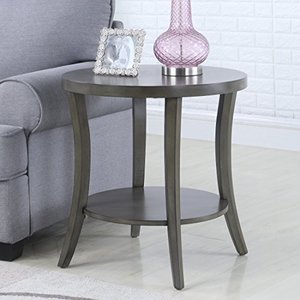 lot 35744 image: Roundhill Furniture Perth Contemporary Oval Shelf End Table, Gray   (23.5 x 15)