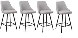 lot 35755 image: BTEXPERT Premium Upholstered High Back Stool Bar Chairs, Gray Polyester  (25)  (Set of 4)