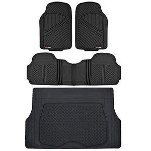 lot 35768 image: Motor Trend FlexTough Performance All Weather Rubber Car Floor Mats with Cargo Liner, Black