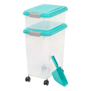 lot 35782 image: IRIS 3-Piece Airtight Pet Food Container Combo, Seaform Blue and Gray