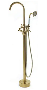 lot 37883 image: SITGES Solid Brass Freestanding Bathtub Faucet with Ceramic Hand Shower, Brushed Gold  (Stock photo similar)