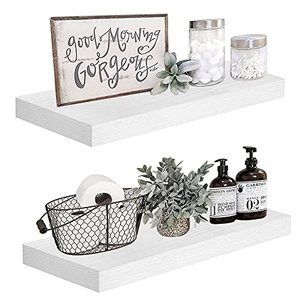 lot 37888 image: QEEIG Floating Shelves, White  (Set of 2)  (24 x 9)