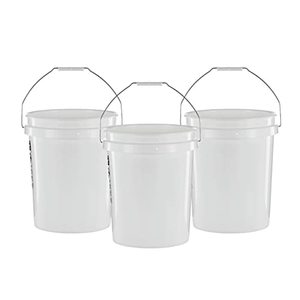 lot 37925 image: United Solutions Heavy Duty Plastic Bucket, White  (5 Gallon)  (Set of 3)