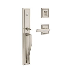 lot 37939 image: Baldwin Prestige Series Torrey Pines Single Cylinder Front Door Handleset Featuring SmartKey Security, Satin Nickel