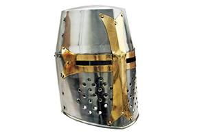 lot 37957 image: Szco Supplies Decorative Barrel Brass Helm Crusader Helmet  (14)