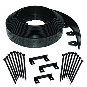 lot 38803 image: EasyFlex Tall Wall No-Dig Landscape Edging with Anchoring Spikes, Black  (40 Foot Kit)