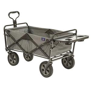 lot 38810 image: MacSports Collapsible Outdoor Utility Wagon with Folding Table and Drink Holders, Gray