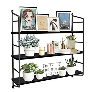 lot 38811 image: BOLUO Modern Floating Shelves, Black (24L)