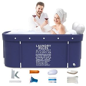 lot 38816 image: Kiseely Portable Foldable Large Family Soaking Bathtub, Blue  (47.3 X 21.7 X 19.7inch) (Retails $87)