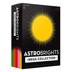lot 38826 image: Astrobrights Mega Collection Colored Paper, 8 � x 11, 24 lb89 gsm, Retro 5-Color Assortment  (625ct)