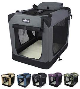 lot 38828 image: EliteField 3-Door Folding Soft Dog Crate, Gray  (30 L x 21 W x 24 H)