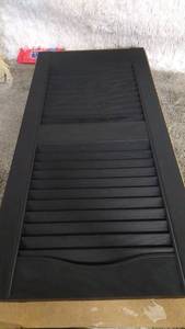 lot 38842 image: Plastic Development Group Decorative Exterior Vinyl Plastic Faux Louvered Window Shutters, Black  (14 x 47 Inch)