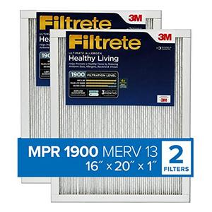 lot 38861 image: Filtrete AC Furnace Air Filter, MPR 1900, Healthy Living Ultimate Allergen  (2 Pack)  (16 x 20 x 1)