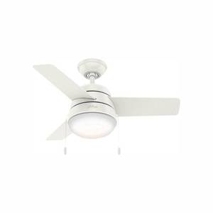 lot 38885 image: Hunter Fan Aker Fresh White Ceiling Fan with Light Kit and Pull Chain  (36)