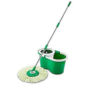 lot 38888 image: Libman All-In-One Microfiber Spin Mop and Bucket Floor Cleaning System, Green and White  (2 Gallon)