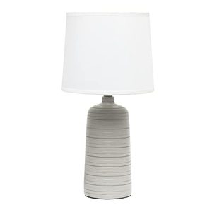 lot 39310 image: Simple Designs  Textured Linear Pottery Ceramic Table Lamp, Taupe
