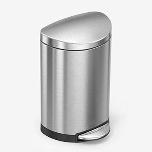 lot 48719 image: Simplehuman Small Round Step Trash Can, Brushed Stainless Steel  (10.6 x 11.2 x 17.5)  (May not be exact stock photo)