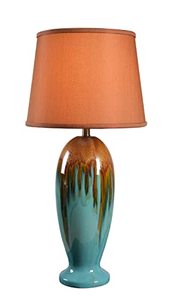 lot 48742 image: Kenroy Home Tucson End Table Lamp, Teal Ceramic Glaze