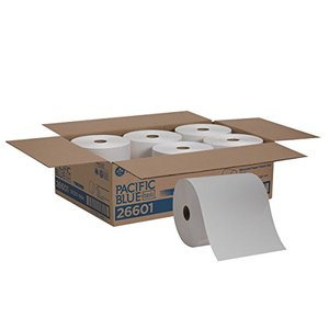 lot 48745 image: Georgia Pacific Blue Basic Recycled Paper Towel Rolls, White  (3 Rolls)