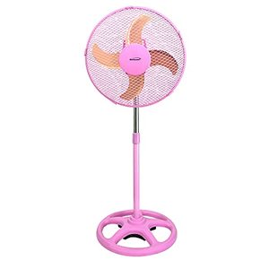 lot 48760 image: Brentwood Whisper Quiet Oscillating Pedestal Stand Fan, Pink  (12)  (Tested and works)