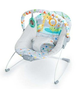 lot 48764 image: Bright Starts Spinnin Safari Vibrating Baby Bouncer Seat