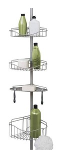 lot 37877 image: Zenna Home Shower Tension Pole Caddy, Satin Chrome