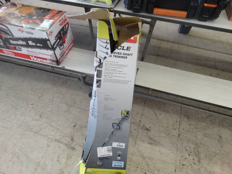 lot 285 image: Ryobi 4 Cycle 17 Gas Curved Shaft Trimmer.