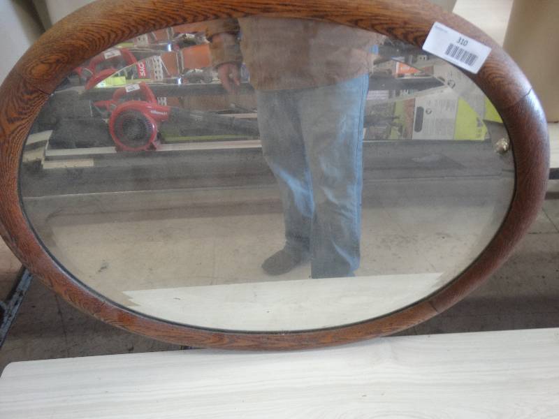 lot 310 image: Oval Mirror WWood Frame.