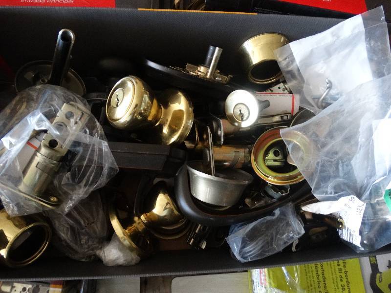 lot 130 image: Large Lot Of Various Door Knobs, Dead Bolts & Parts.