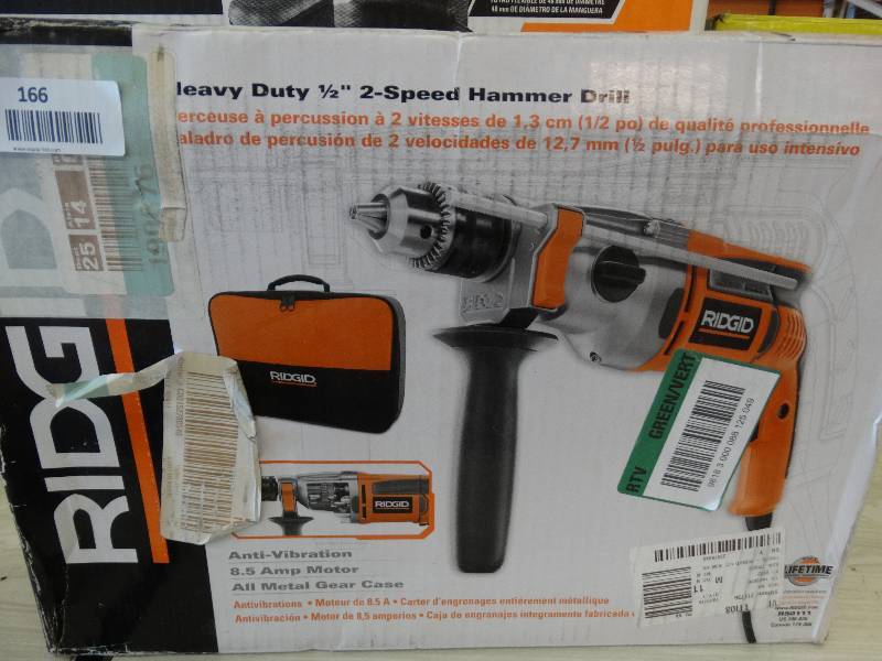 lot 166 image: Ridgid Heavy Duty 12 2 Speed Hammer Drill.