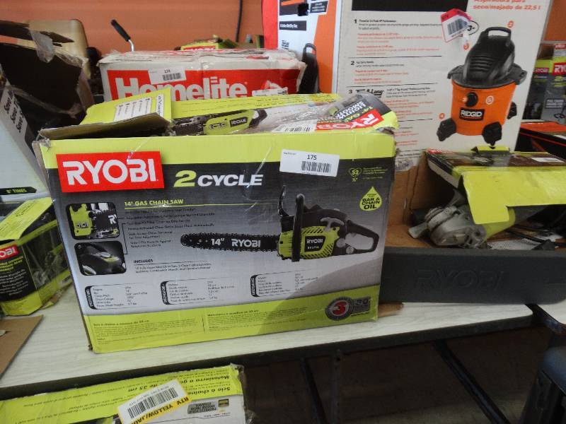 lot 175 image: Ryobi 2 Cycle 14 Gas Chainsaw.