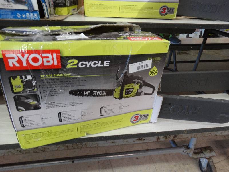 lot 176 image: Ryobi 2 Cycle 14 Gas Chainsaw.