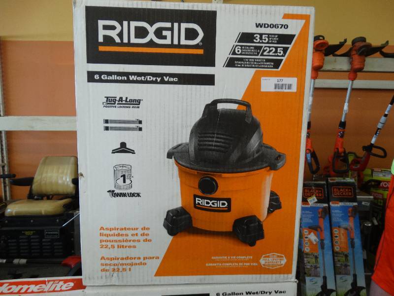 lot 177 image: Ridgid 6 Gallon WetDry Vac.