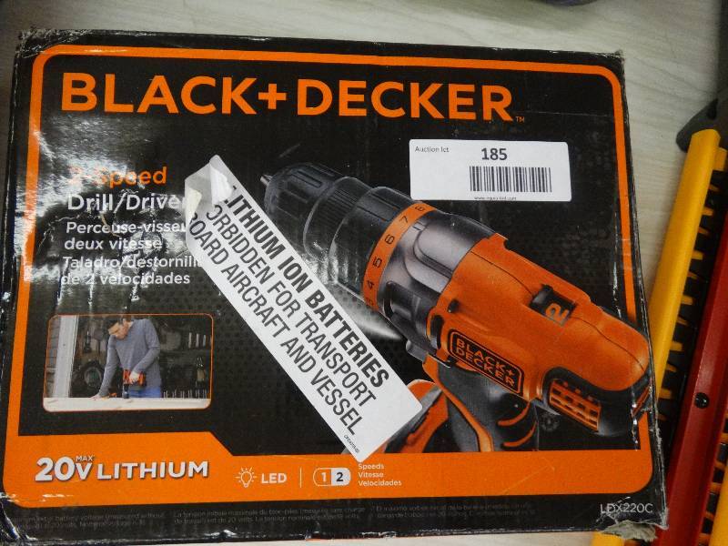 lot 185 image: Black & Decker 2 - Speed 20v Lithium DrillDriver.