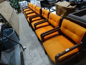 lot 1355 image: 7 orange chairs