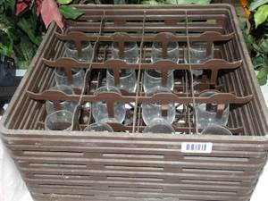 lot 1381 image: Long Stem Glasses and Plastic Drying Rack