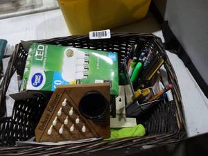 lot 1599 image: Basket of Office Supplies and More