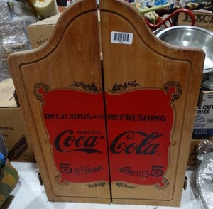 lot 1614 image: Coca-Cola Wall Cabinet Dart Board