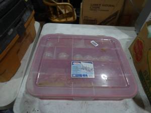 lot 1618 image: Plastic Organizer w Holiday Decor