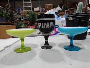 lot 1458 image: 3 Colorful Margarita Glasses