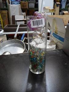 lot 1485 image: Unique Glass Decor - Oil Lamp - Marbles