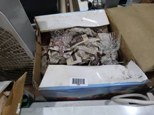lot 1538 image: Box of China and Long-Stemmed Pressed Glass