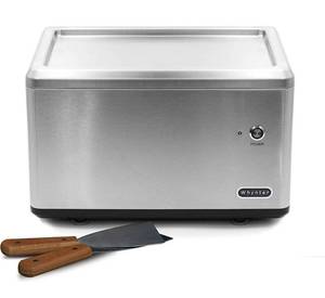 lot 41444 image: $$ Whynter ICR-300SS Automatic Instant Maker Frozen Pan Roller in Stainless Steel with Ice Cream Spatulas, 0.5 Quart Retail $209